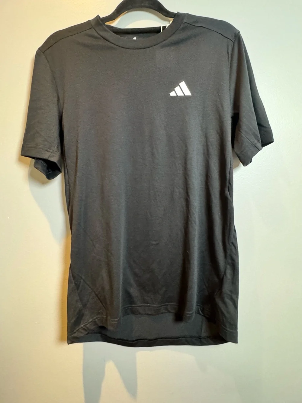adidas Black Short Sleeve Crew T-Shirt with White Logo